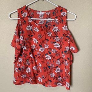 Women's HoneyPeace Coral Floral Blouse Size S